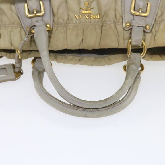 PRADA Hand Bag Nylon 2way Beige Auth ac2285 - Picture 7 of 16